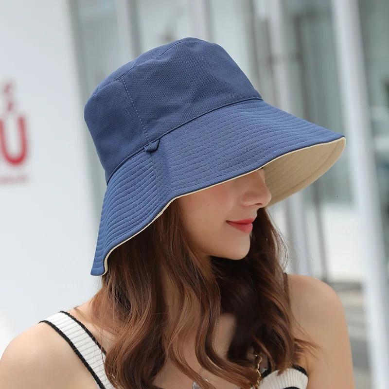 Bucket Hat Spring Summer Wide Brim Sun Visor Hats Women Panama Caps TwoSide Wear Foldable Portable Outdoor Bucket Cap 250919