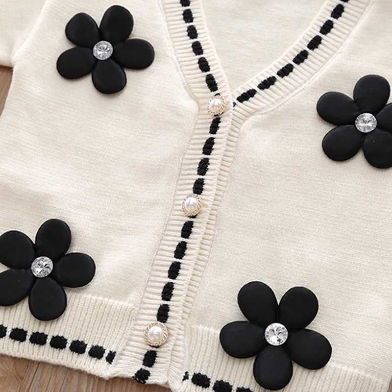 Girls Knitted Clothes Sets Spring Autumn 2024 Children Woolen Jersey Coats Sweaters Skirts 2pcs Dress Suit For Baby Outfits Kids L250926SJO7