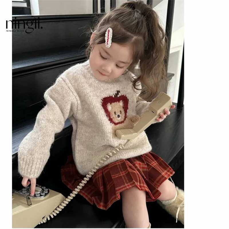 Childrens Clothing Girls Autumn Clothing2024New Suit Childrens Fashionable Bow Brushed Hoody Plaid Skirt L250926CKB6