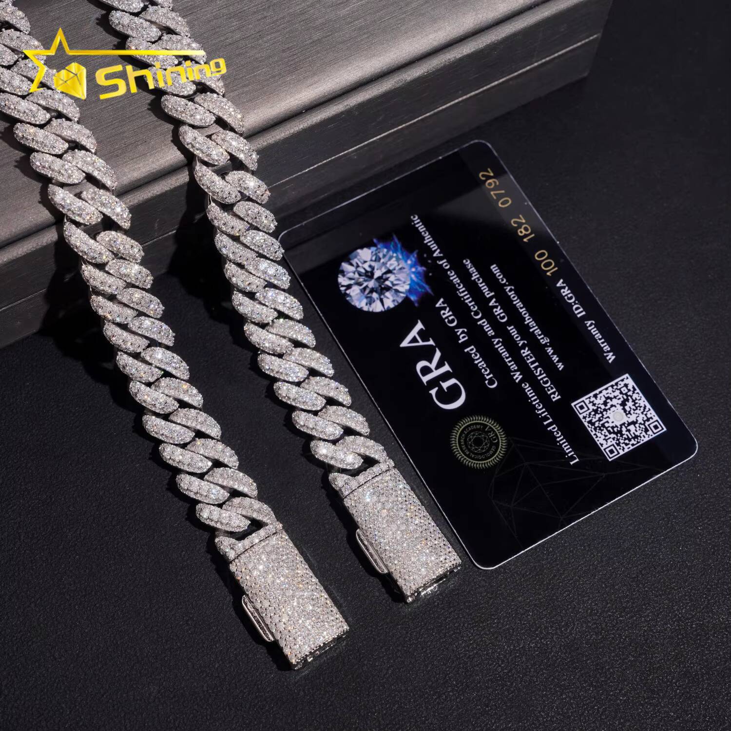 Iced Out 13mm Hip Hop Moon Shape Moissanite Cuban Bracelet Fine Jewelry GRA Certificate Men Women 925 Silver Bracelet