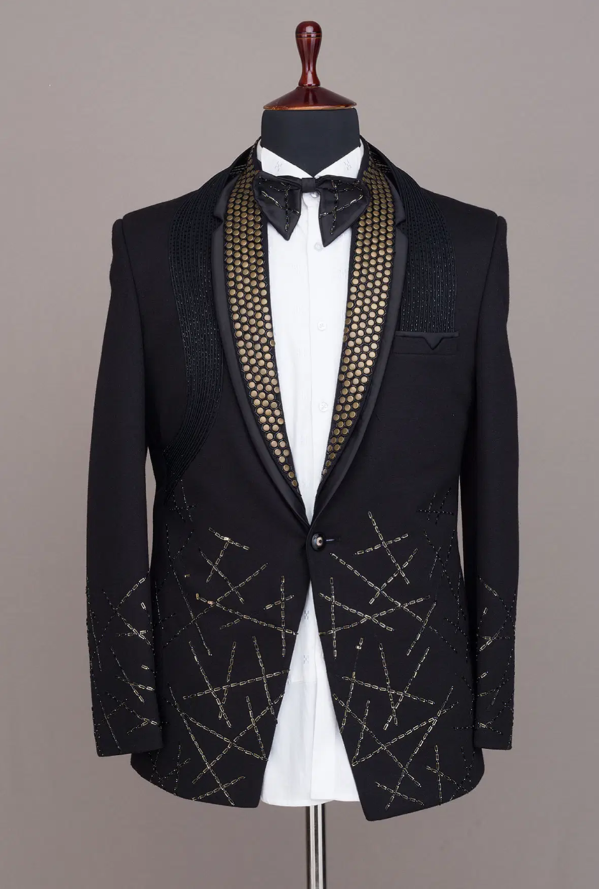 Luxury Men Suit 2 Pieces Jacket Pants Beaded Crystal Single Breasted Groom Wedding Tuxedos Party Business Customized