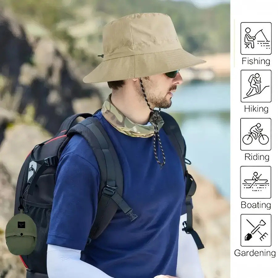 Summer Sun Protection Waterproof Fisherman hat Bucket Camping Hiking Mountaineering Cap With Storage Bag AntiUV Sun 250919