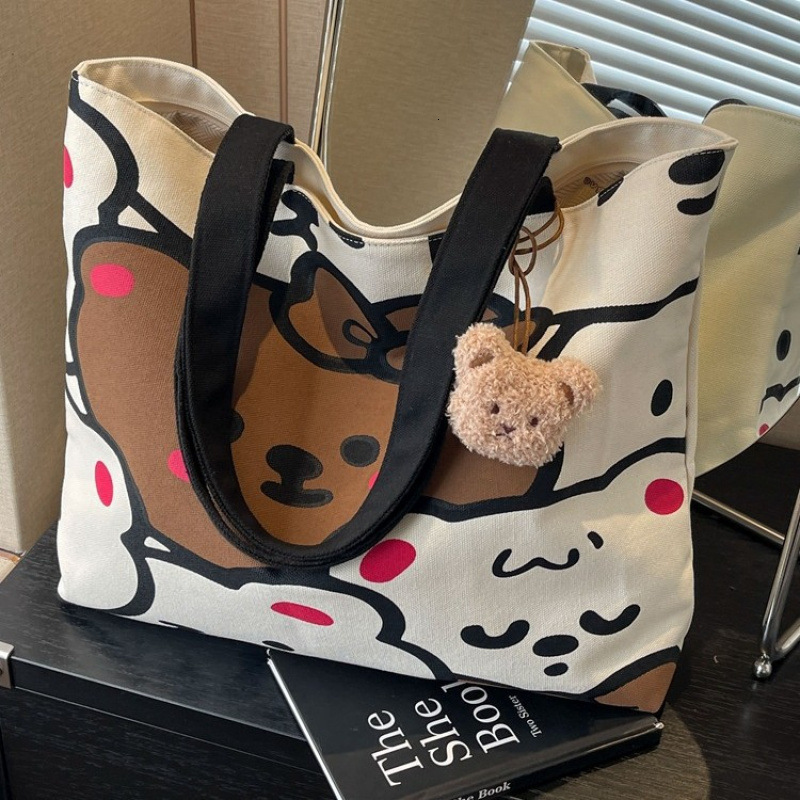 Women's commuting handbag new canvas shoulder bag cute printed large capacity fashionable designer bag women's shoulder bag luxury handbag