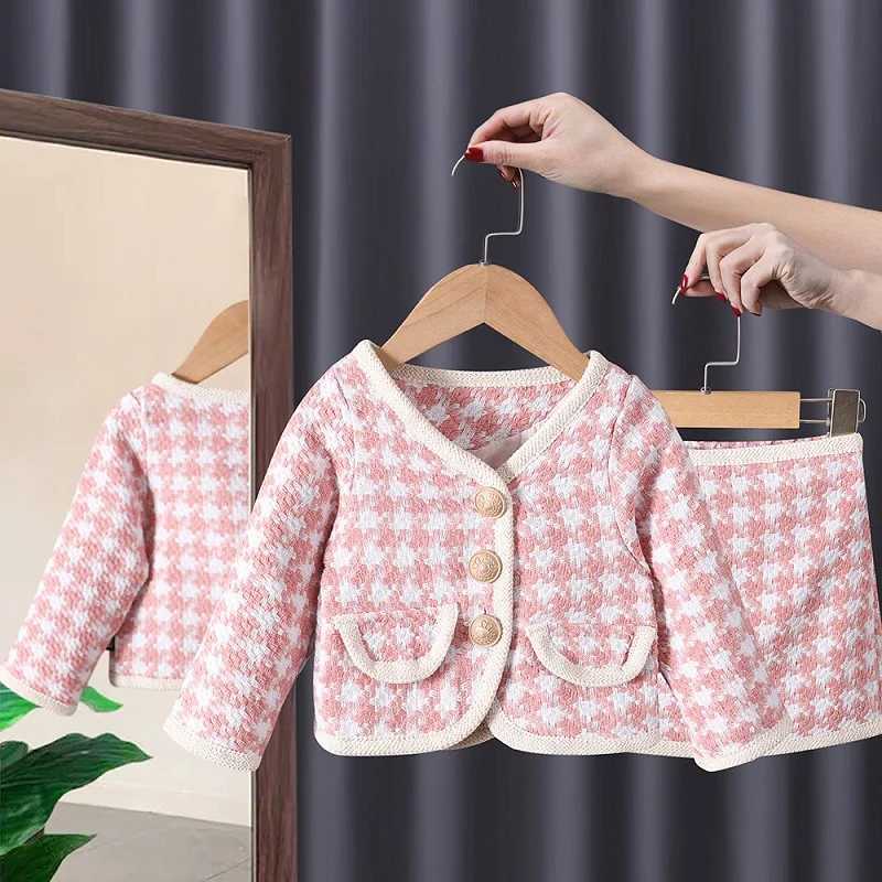 Baby Girl Princess Elegant Plaid Clothes Set JacketSkirt 2PCS Child High Quty Clothing Set Party Birthday Baby Clothes 17Y L250926KPTH
