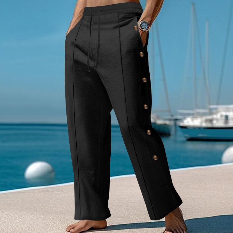 New Men's Casual Cotton Linen Pants Male Summer Large Size Breathable Solid Color Trousers Sports Fitness Streetwear European size: S-3XL