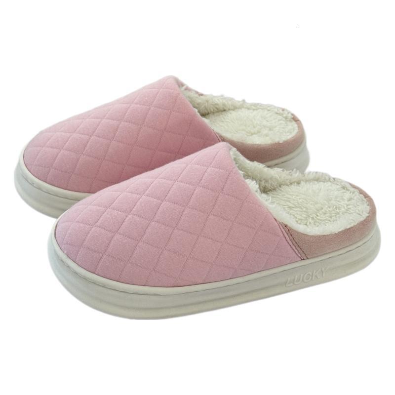 New Autumn Winter Couple Closed-Toe Full Cotton Quilted Check Thickened Sole Waterproof Non-Slip Warm Home Slippers ddmymarket