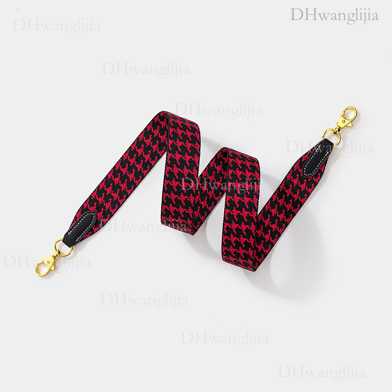 DH Luggage Accessories Women's Same Style Houndstooth Webbing Kelly Single Shoulder Crossbody Modified Bag Wide Strap