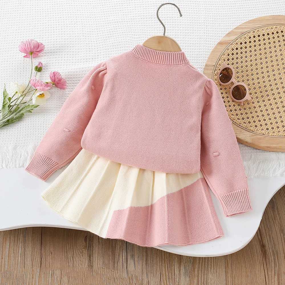 Girls Knitted Clothes Sets Autumn Winter Children Woolen Jersey Sweaters Tops Skirts Kids Princess Dress Suit For Baby Outfits 5 L250926ANO2