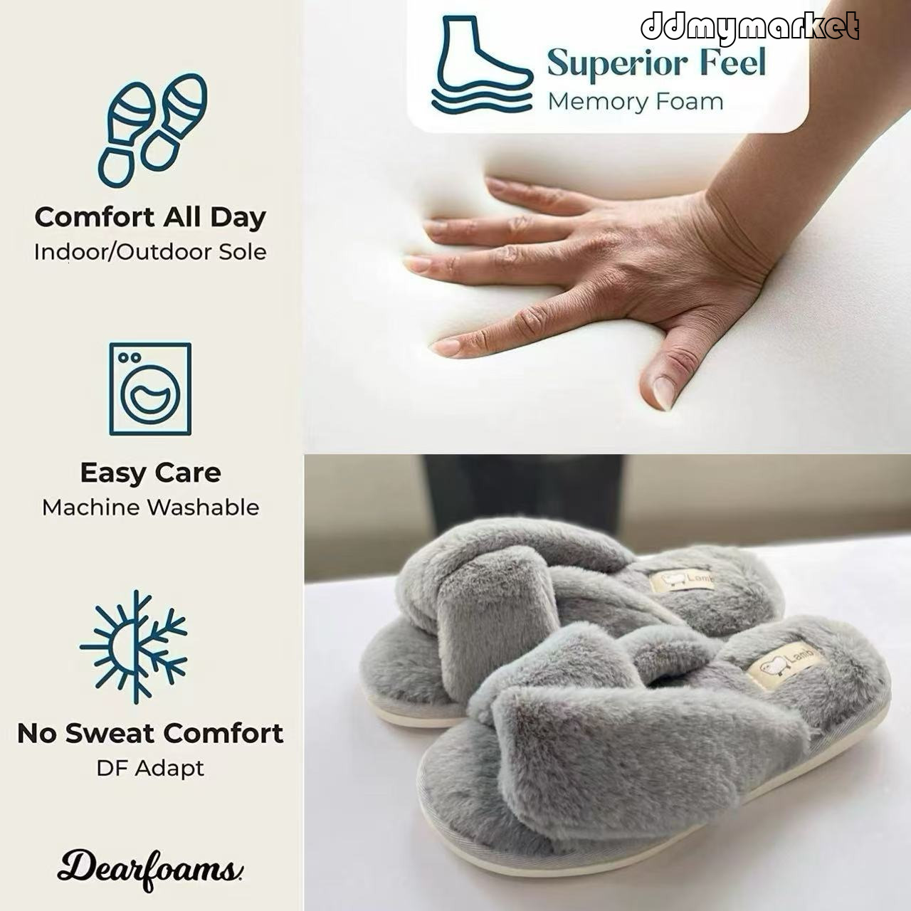 Twist Knot Cross Furry for Women, Autumn Winter Fairy Korean Style, Outdoor and Indoor Non-Slip Plush Cotton Slippers ddmymarket