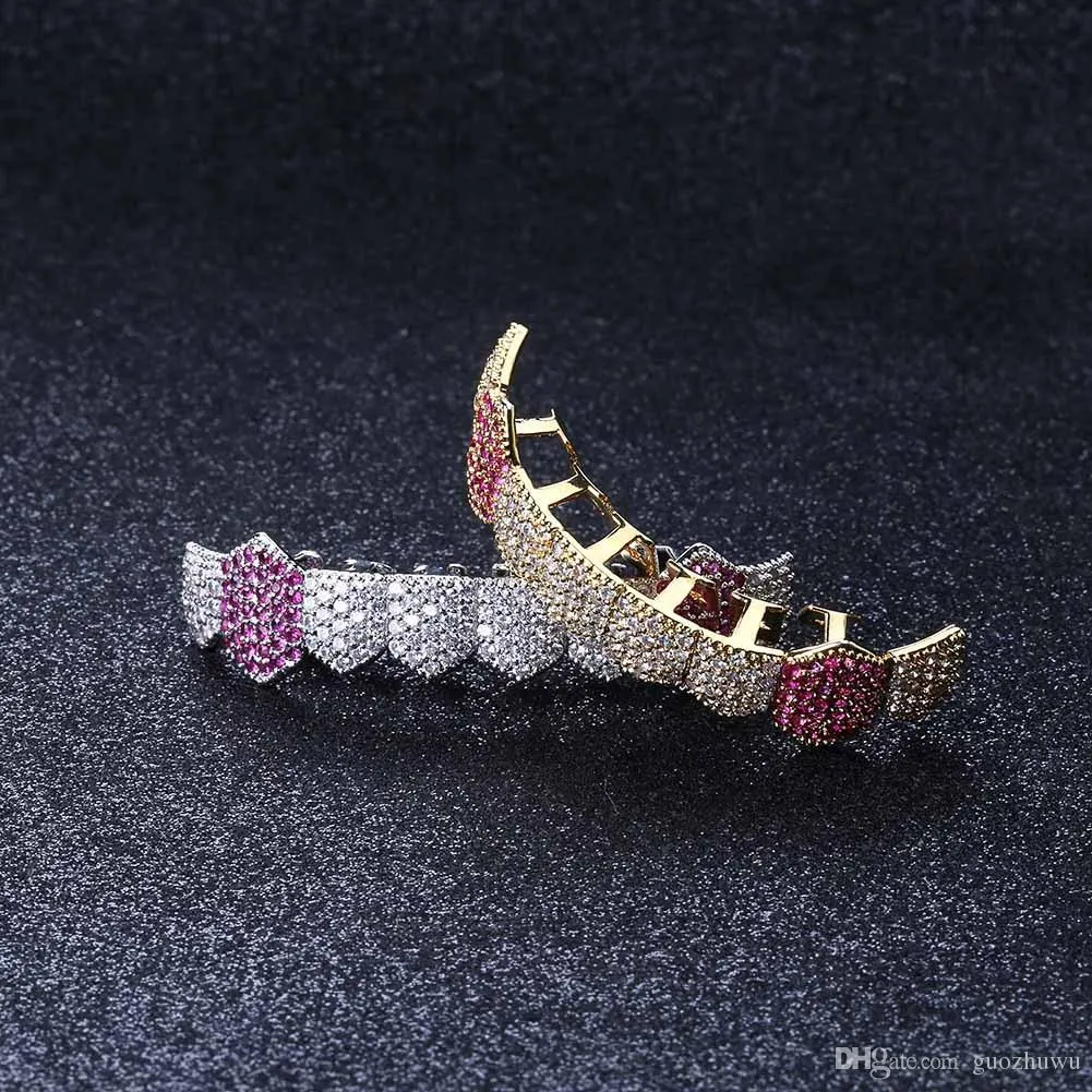 Custom Made Dental Grillz Iced Out Sterling Silver Real Jewelry Zigzag Setting V Moissanite Diamonds Teeth Grillz 14K Gold Plated Single Tooth Grill C