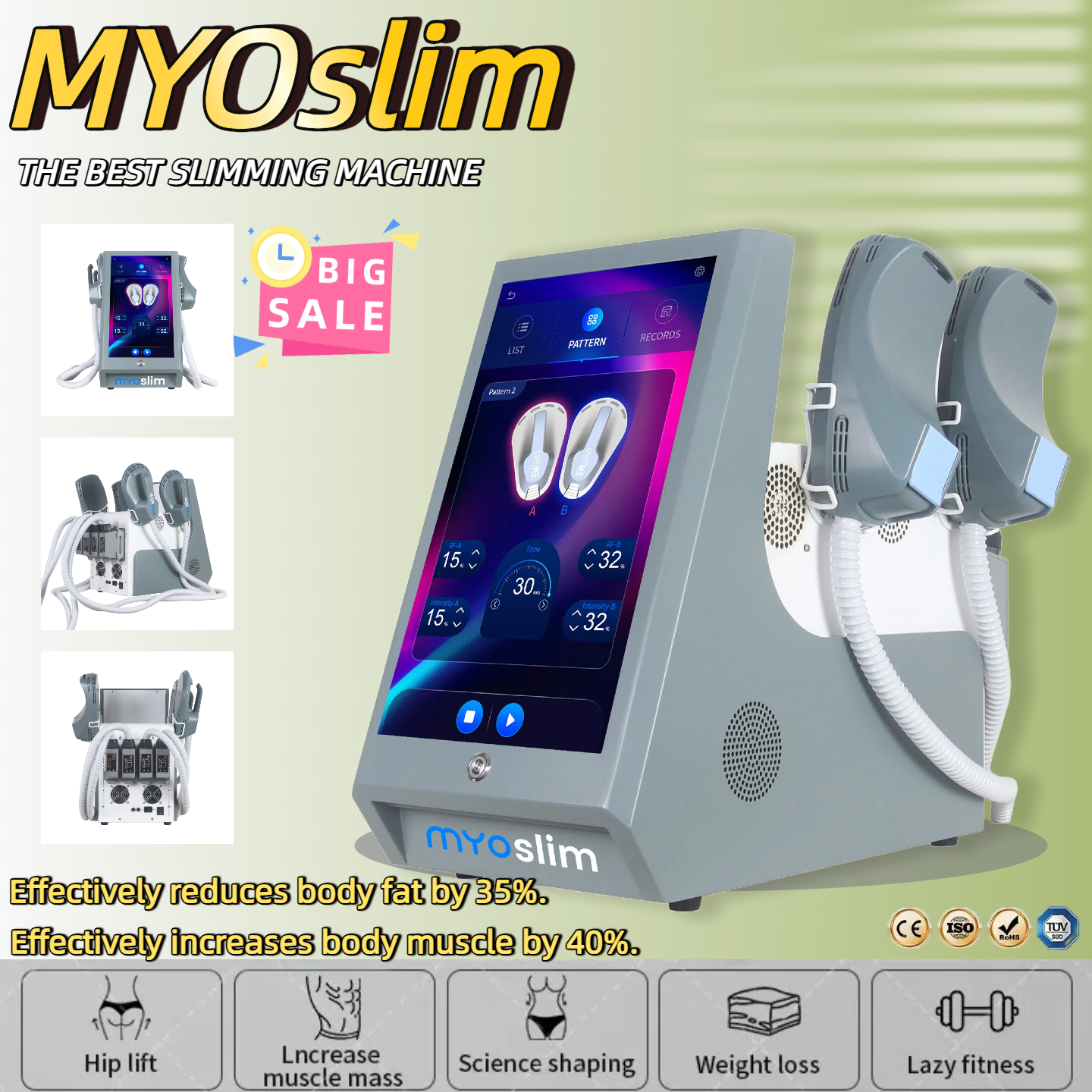 EMSzero MYOslim EMS Sculpt Body Sculpting RF Weight Loss Slimming And Muscle Building Fat Loss Electromagnetic stimulation HIEMT Machine 200HZ 6500W 1