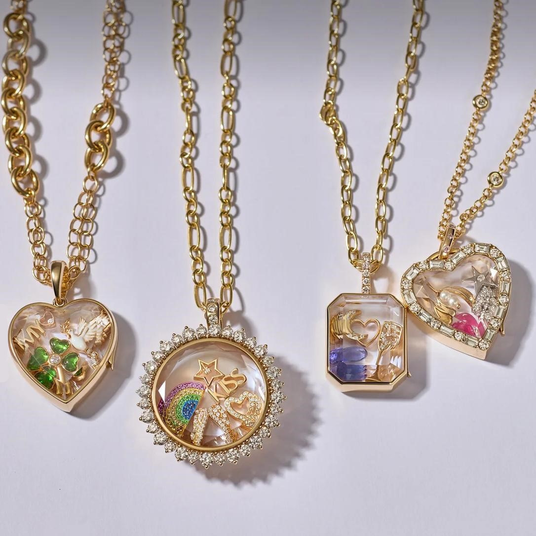 Personalized Photo Necklace Openable DIY Pendant Hollow Design Transparent Box Gold Color Retention