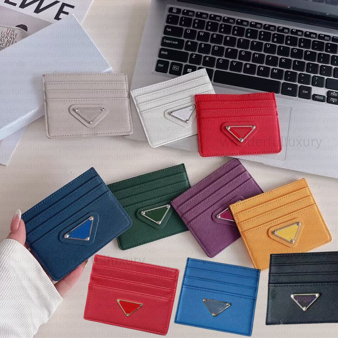 TOP Card Holders Credit Wallet Designer Men and Women Black Fashion 2024 Passport Cover ID Business Mini Coin Pocket for Ladies Purse Case Triangle 3
