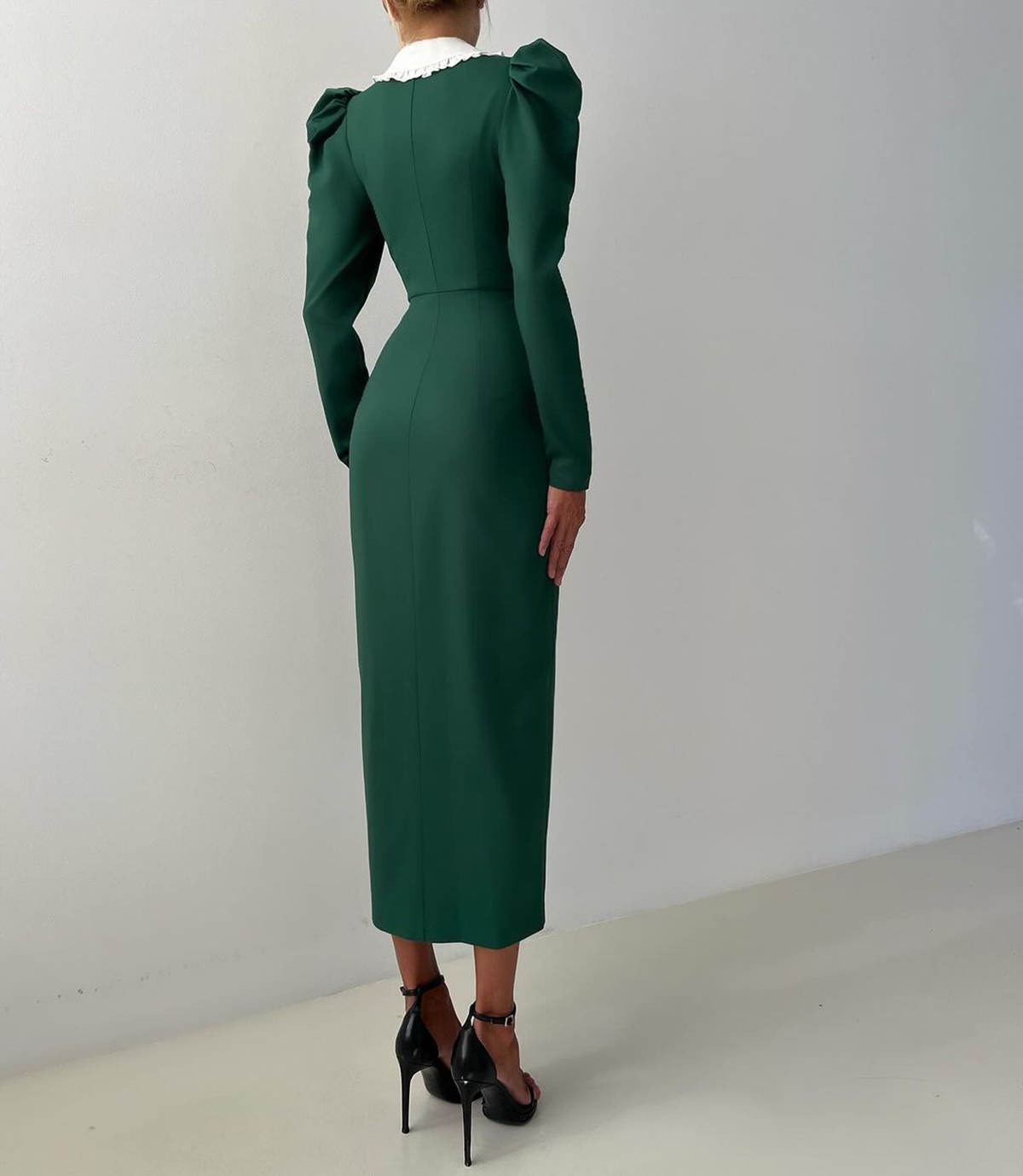 Puff Sleeve Women Blazer Custom Made Lace Collar Double Breasted Red Carpet Wear Slim Fit Jacket Dress One Pieces