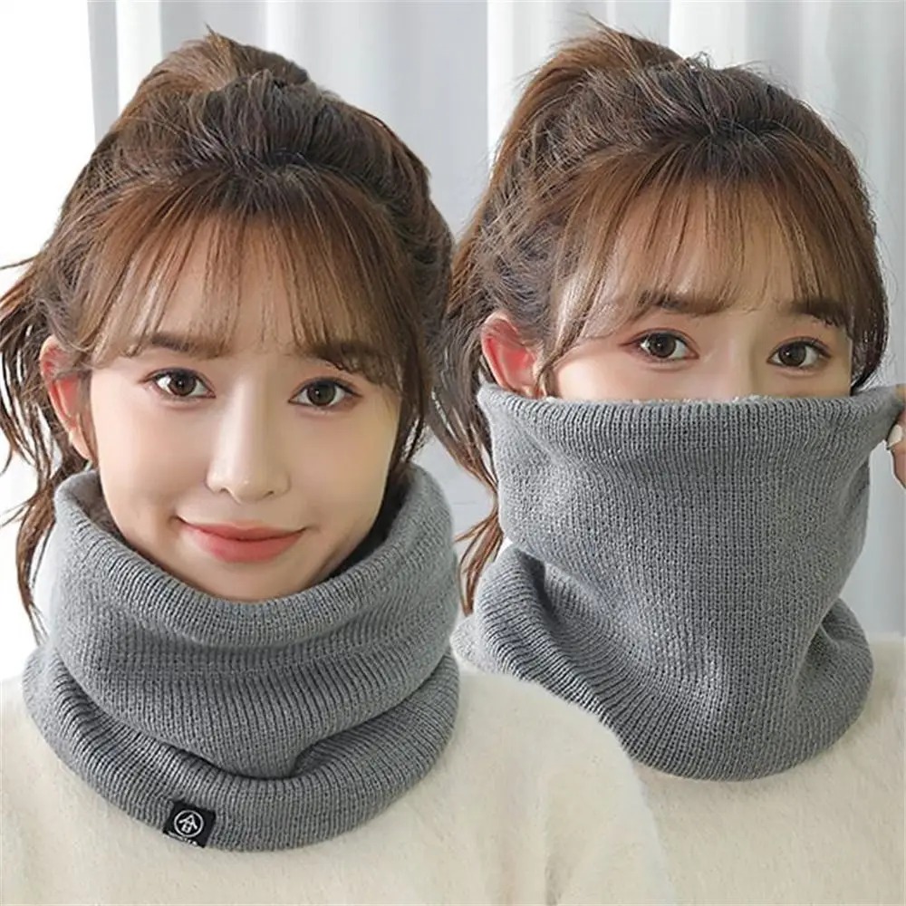 Fashion Women Knitted Scarf Solid Cashmer Like Winter Snood Scarves Lady Warm Wool Fur Thick Unisex Men Neck Scarfs Ring