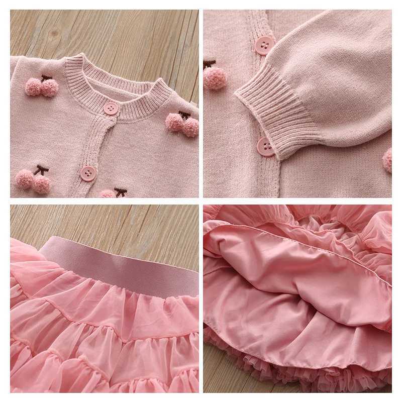 Girls Clothes Sets Spring Autumn Children Woolen Jersey Sweaters Coats Skirts Princess Dress Suit For Baby Party Outfits Kids 5Y L250926FY11