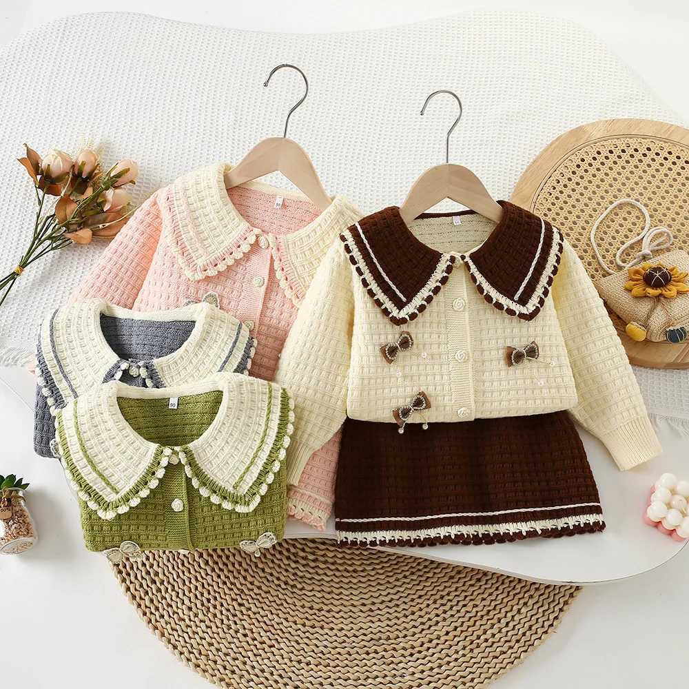 Girls Dress Clothes Sets Autumn Winter Children Woolen Jersey Sweaters Coats Skirts Kids Princess Suit For Baby Knitted Outfits L250926PXGQ