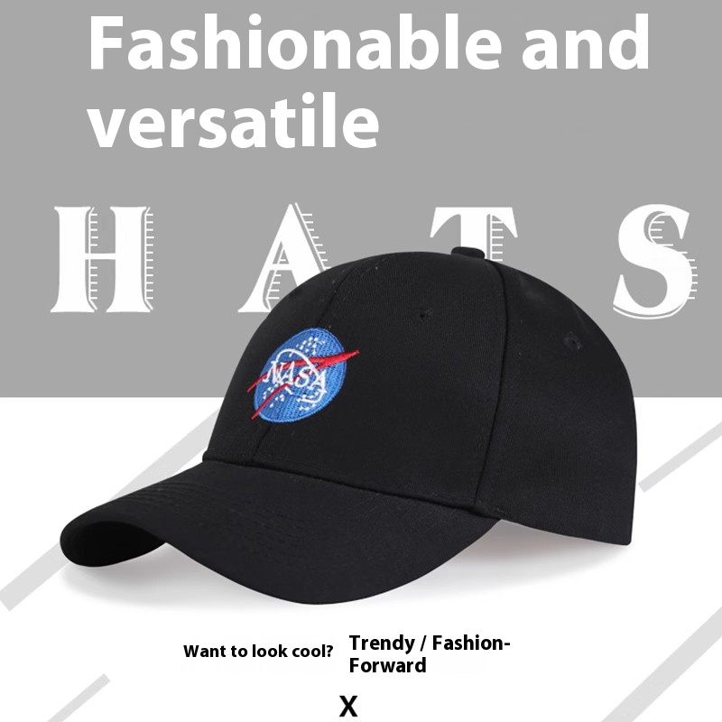 NASA Embroidered Baseball Cap - Black White Space Themed Hats for Men, Women, Teens & Adults