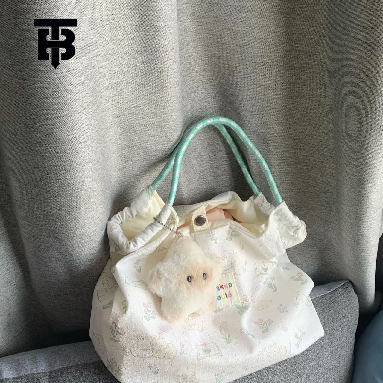TB BHULAMTE Designer Bag Printed New Large Capacity Commuter Bag Cartoon Rabbit Handbag Korean Style Luxury Bag Shoulder Bag For Female Students Cute 