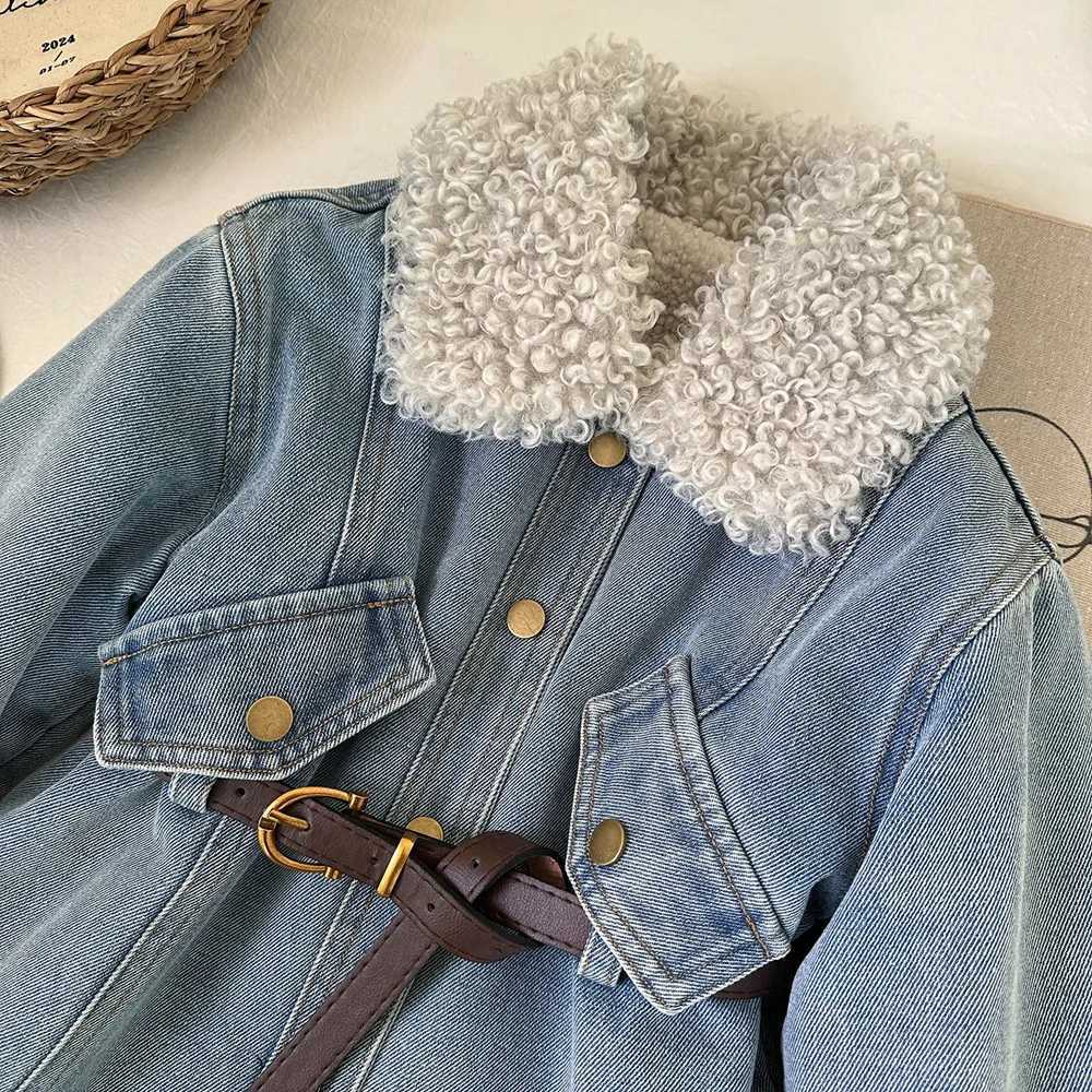 New Winter Girl Denim Coat Dress Casual Princess Designed Children Birthday Clothes Kids 110Ys New Year Fashion Coat Outfit L250926D1Y1