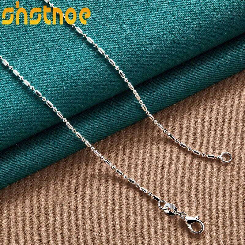 SHSTONE Sterling Sier 16-30 Inch Bamboo Beads Chain Necklace For Women Man Engagement Wedding Fashion Charm Jewelry