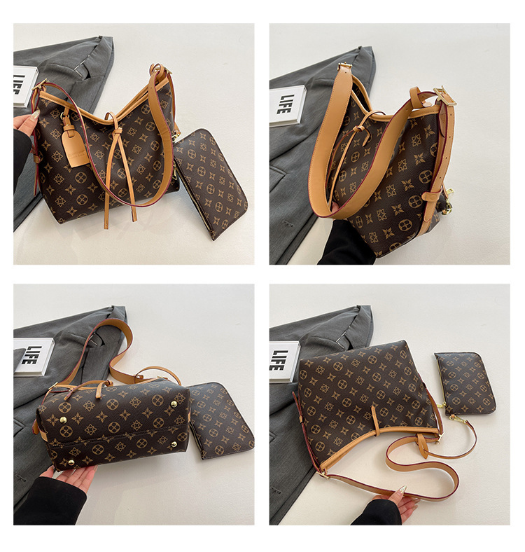 Free delivery single-shoulder armpit bag large capacity tote bag women's new temperament one-shoulder commuting bag crossbody bag printed tote tr