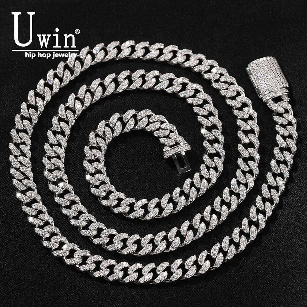 Uwin S Moissanite 6mm Cuban Chain Miami Sterling Sier Necklace for Women Bracelets Dia Tester High Quality Fine Jewelry