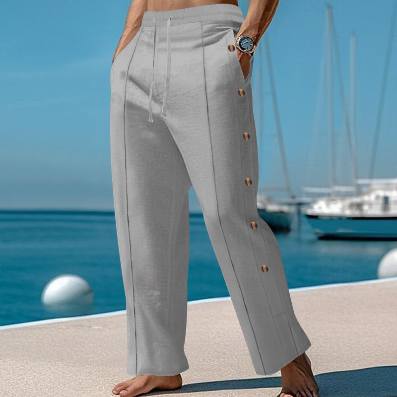 Men's Pants Cotton Linen Male Autumn Classical Soft Breathable Solid Color Trousers Loose Fitness Causal Streetwear European size: S-3XL