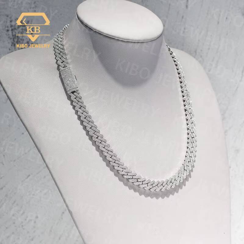 Hip Hop 10MM Hiphop Jewelry Bust Down Moissanite Diamond 925 Silver VVS Moissanite Iced Out Cuban Link Chain