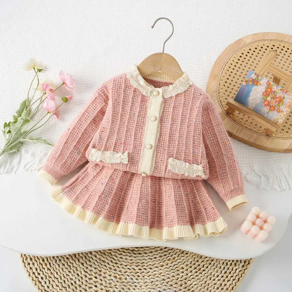 Girls Dress Clothes Sets Spring Autumn Children Woolen Jersey Sweaters Coats Skirts Kids Princess Suit For Baby Knitted Outfits L250926SKIC
