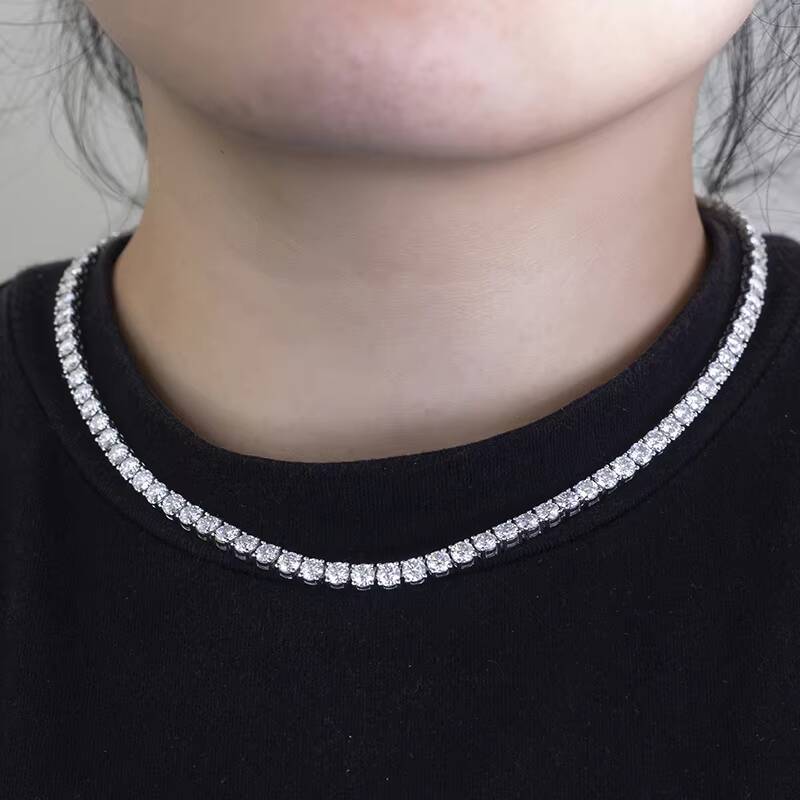 MSN574 Hip Hop Tennis Chain 925 Sterling Silver 5mm VVS Moissanite Diamond Fine Jewelry Necklace Moissanite Tennis Chain