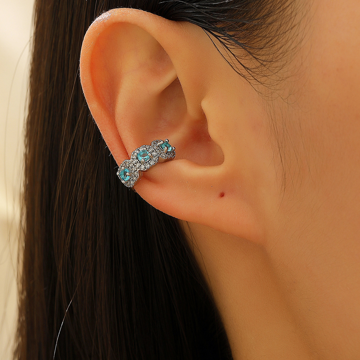 Single Cuff Ice Sugar Personality Unisex Jewelry Handsome Full Ear Clip Non-Pierced