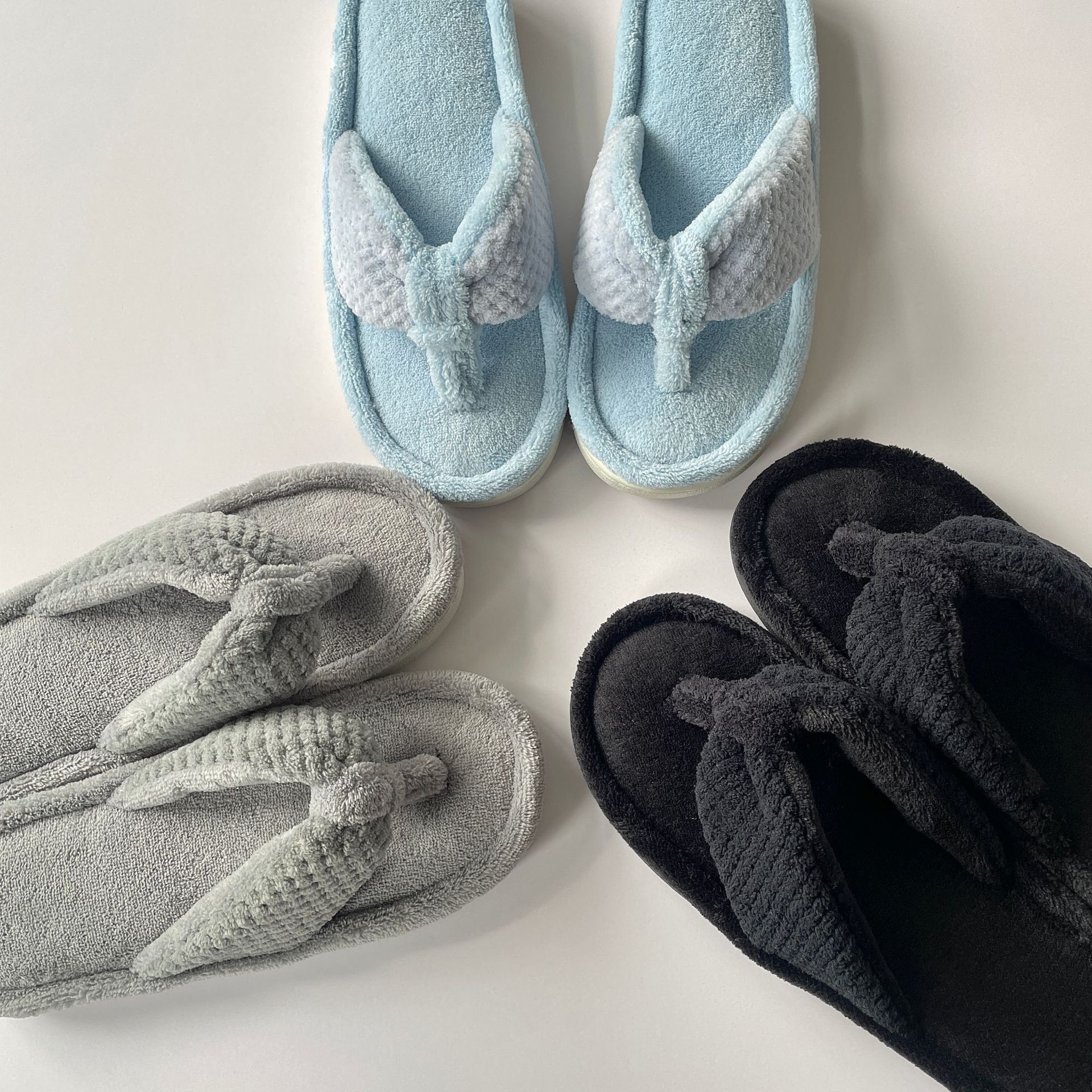 Memory Foam Open Toe Pineapple Grid Flip Flops Indoor Cotton Slippers ddmymarket