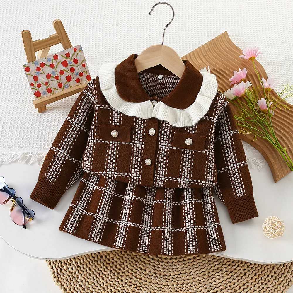 Childrens jumper set autumn winter new baby girl fragrant style son knitting overskirt British fashion jumper set 90120cm L250926921V