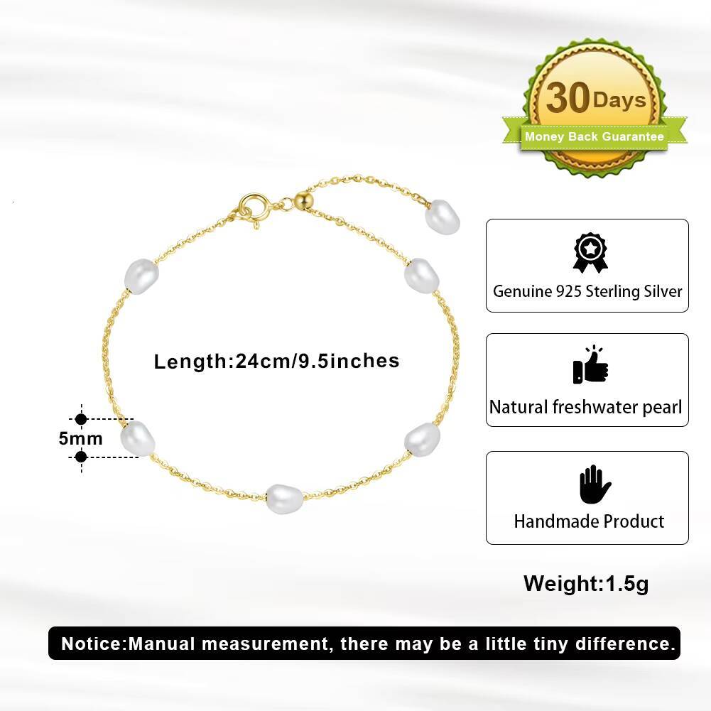 GPB08 925 Sterling Silver 14k Gold Adjustable Bracelet Cultured Irregular Freshwater Pearl AAA Handpicked Pearl Bracelet
