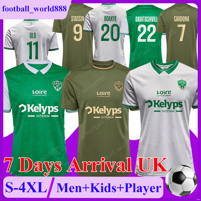 4XL Saint Etienne 25 26 Soccer Jerseys STASSIN BOAKYE CARDONA 2025 football shirt DAVITASHVILI OLD JOSHUA football kits JABER MILADINOVIC NADE Men Kids Kit Socks Set