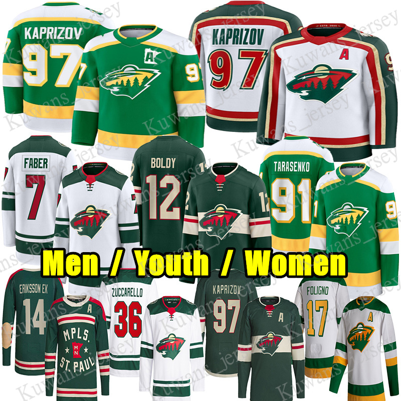 #97 Kirill Kaprizov mn hockey #7 Brock Faber Matt Boldy wild Mats Zuccarello Vladimir Tarasenko Spurgeon Marcus Foligno Marco Rossi Joel Eriksson Ek jersey