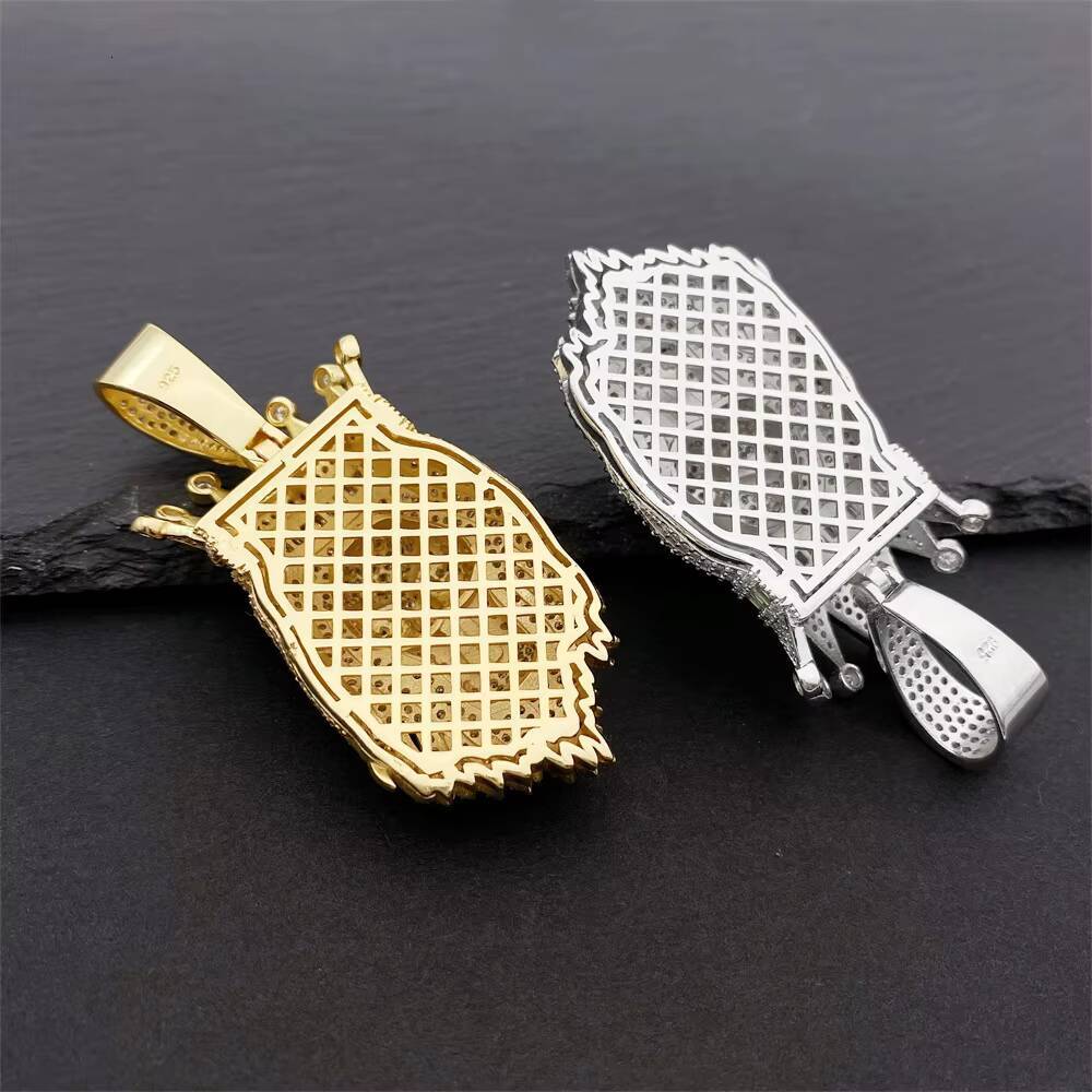 Hip Hop lion Pendant in Silver and Moissanite and Silver Shape Hip Hop Necklace Bling Pendant