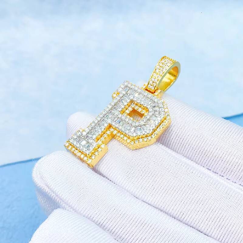 Personalized Twotone Letter Pendant925Silver Moissanite Hip Hop Style Personality Can Pass Diamond Selector Pendant