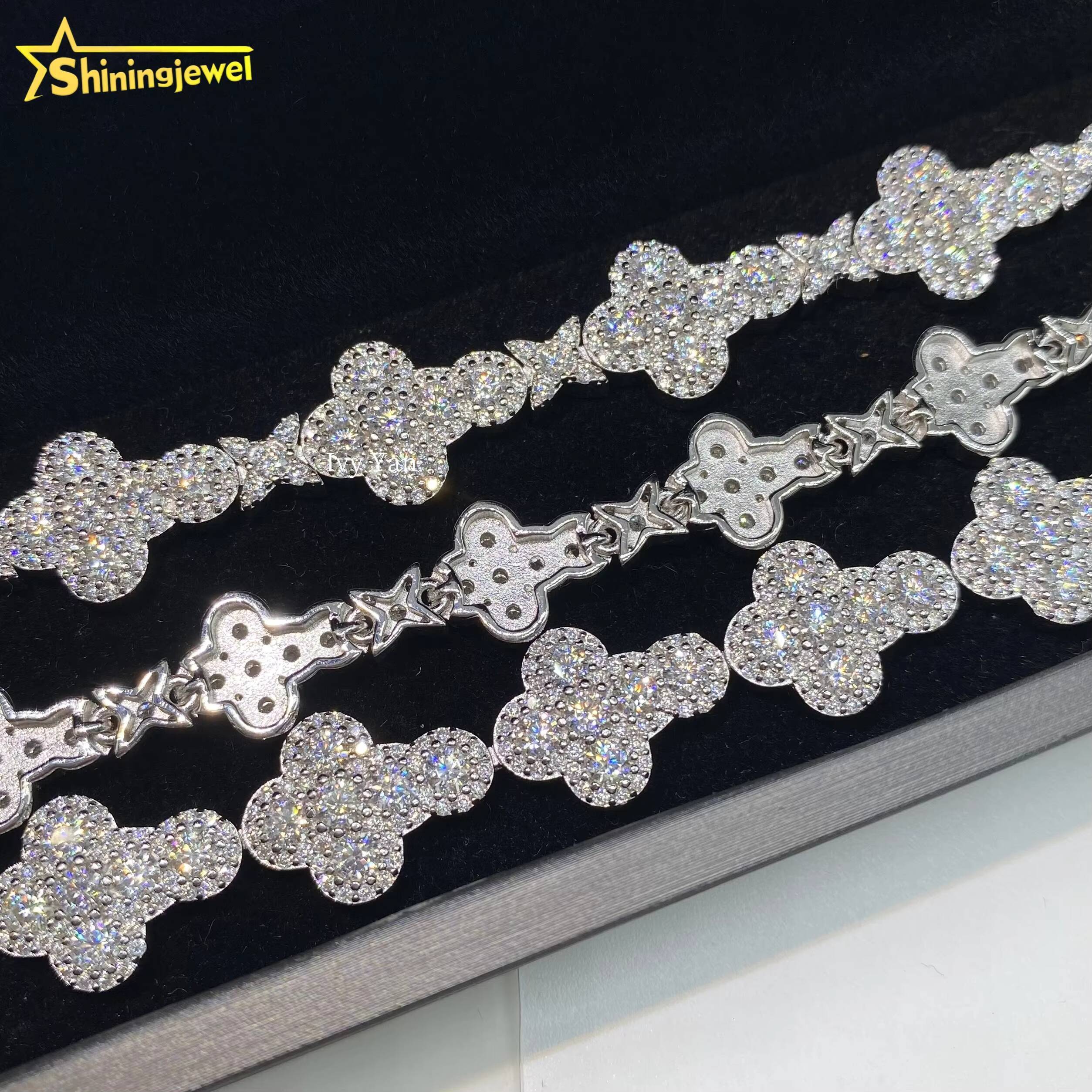 GRA Certificate Iced Out Custotm VVS Moissanite Diamond 925 Silver Hip Hop Jewelry Cross Bracelet Cuban Link Chain Necklace