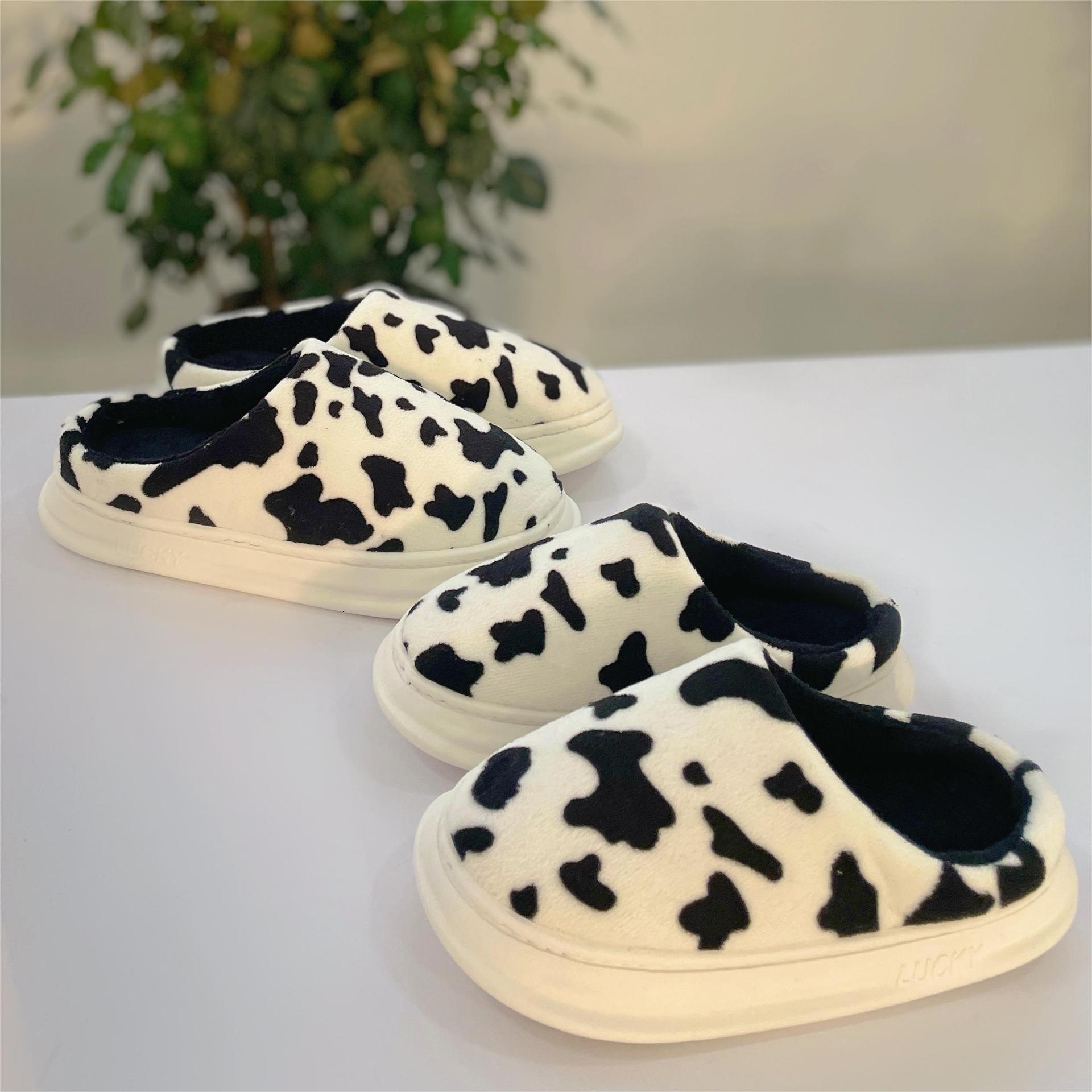 Imitation Cow Thick Sole Durable Parent-Child Home Cotton Slippers ddmymarket