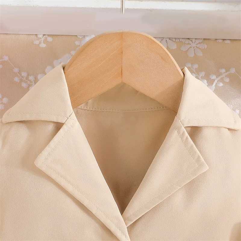 Little Girl 2 Pcs Dress Outfit Solid Color Long Sleeve Lapel Jacket with Cami Dress Spring Outfits L250926ZNIC