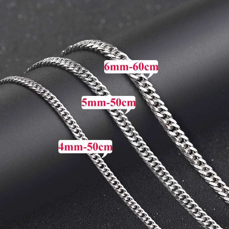 Sterling Sier 4mm/5mm/6mm Cuban For Men Hip Hop Horsewhip Chain Punk Necklace Trendy Accessories Wholesale