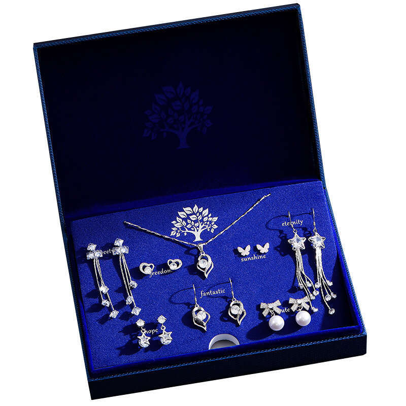 S Sier Needle One Week Earring Set Elegant Commuting Heart Stud Earrings Valentine's Day Gift for Wife Girlfriend Birthday Present