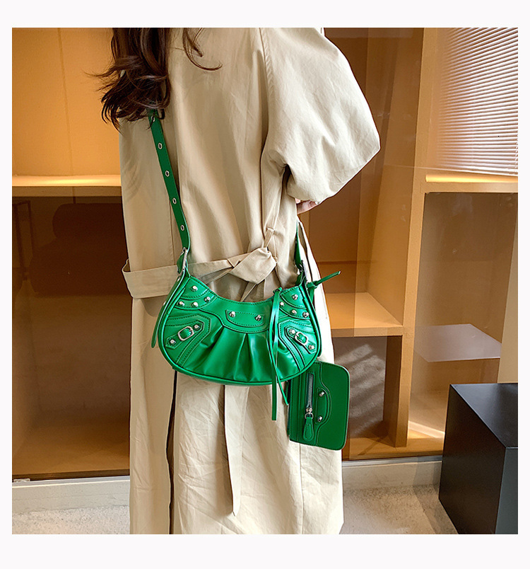 European and American style rivet Y2K Bag style pleated dumpling bun mother bag autumn new retro fashion armpit bag light luxury designer bag