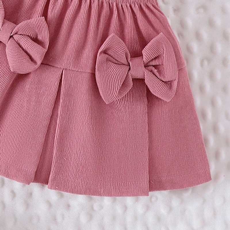 Kid Girl Adorable Outfit Two Piece Set White Top with Puff Ruffled Sleeve Heart Pattern Bow Children Casual Long Sleeve Skirt L250926756S