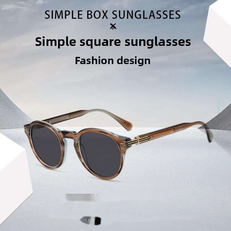 Sunglasses 2025 Winter New Round Frame Acetate Fashionable High-end Style Unisex Sunglasses