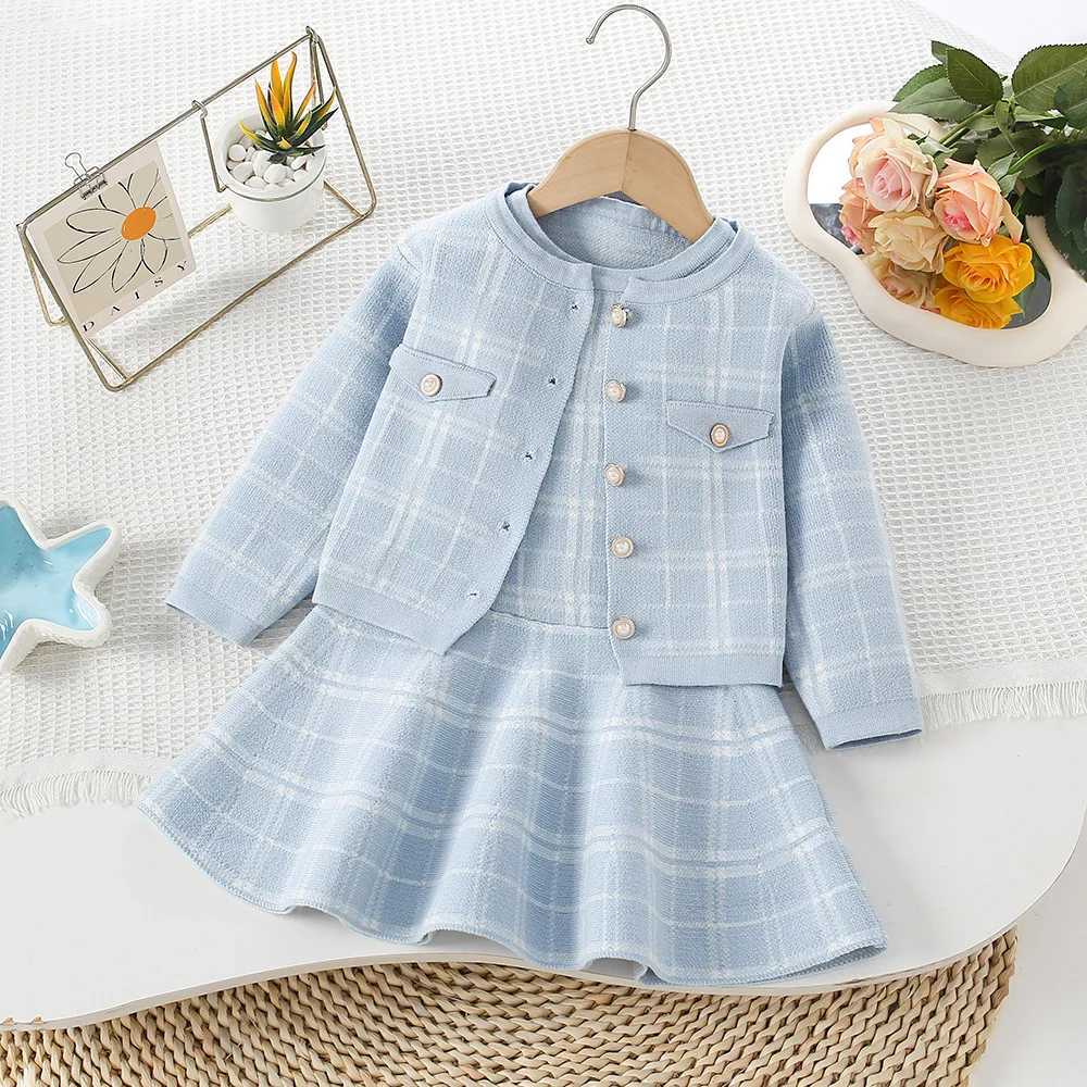 Girls Dresses Spring Autumn Children Woolen Jersey Sweaters Coats Vest Dress 2pcs Princess Suit For Baby Clothes Kids Outfits 6Y L250926AC4K