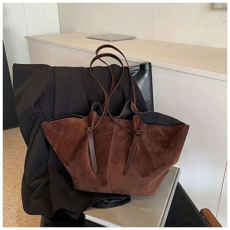 Women's Matte Wing Bag - Fall Winter Shoulder Bag, Spacious French Designer Underarm Purse, Minimalist Hobo Tote