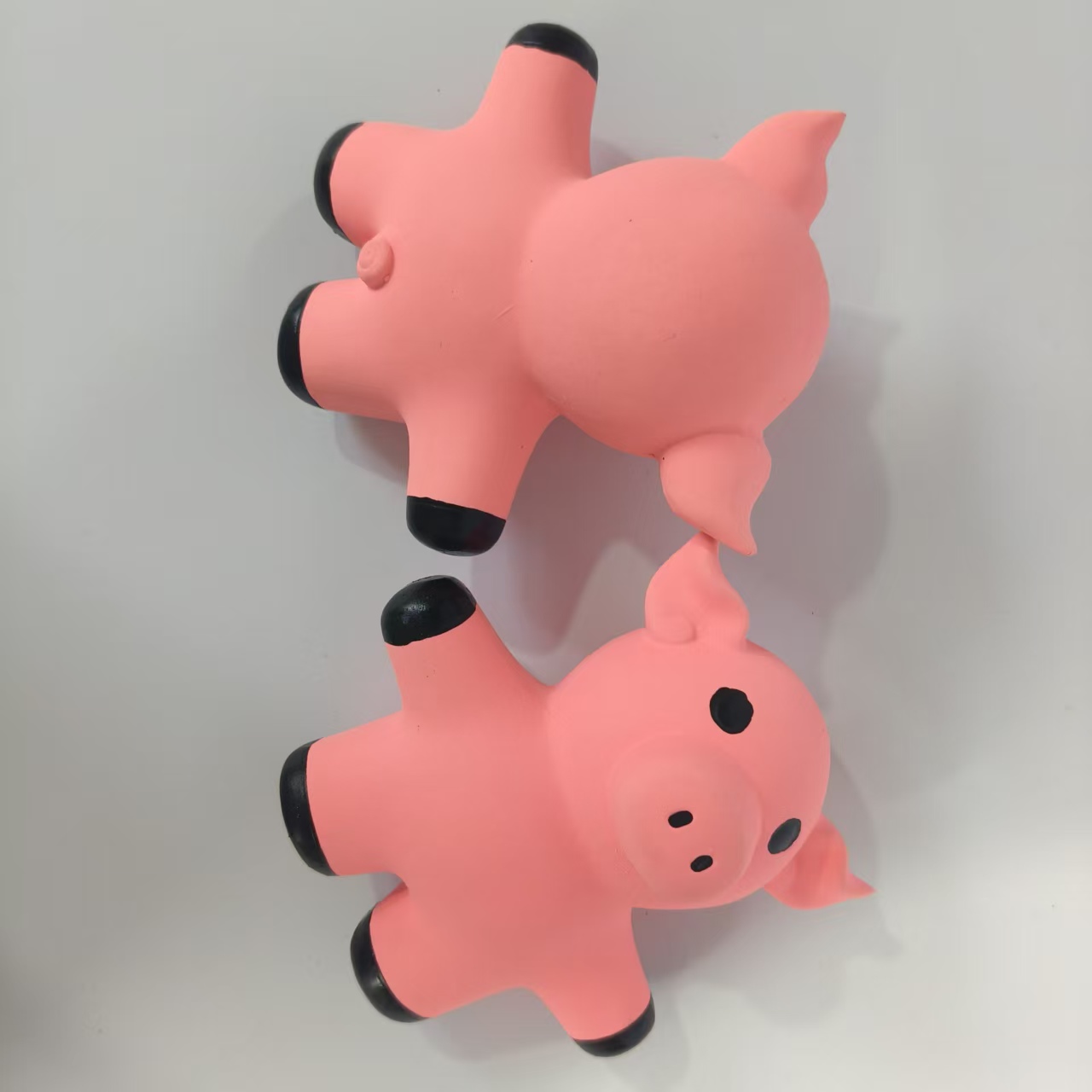 Latex Interactive Pig Dog Toy Soft Natural Rubber Sound Pink Squeaky Canine Pet Toys with Bright Colors for Small and Medium Dogs 2pcs/Pack